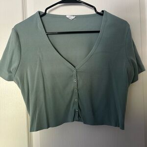 Cotton On Sage Buttoned Crop Top